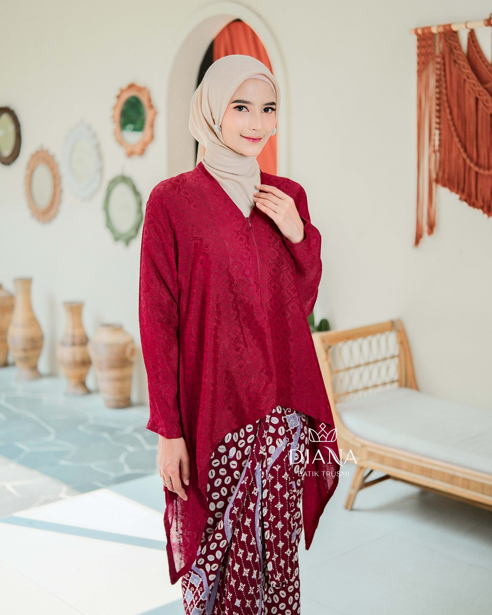 Diana Batik - ONE SET JUPRI POLOS & LILIT BATIK | One set Batik Viscose | Busui Friendl - Gambar 2