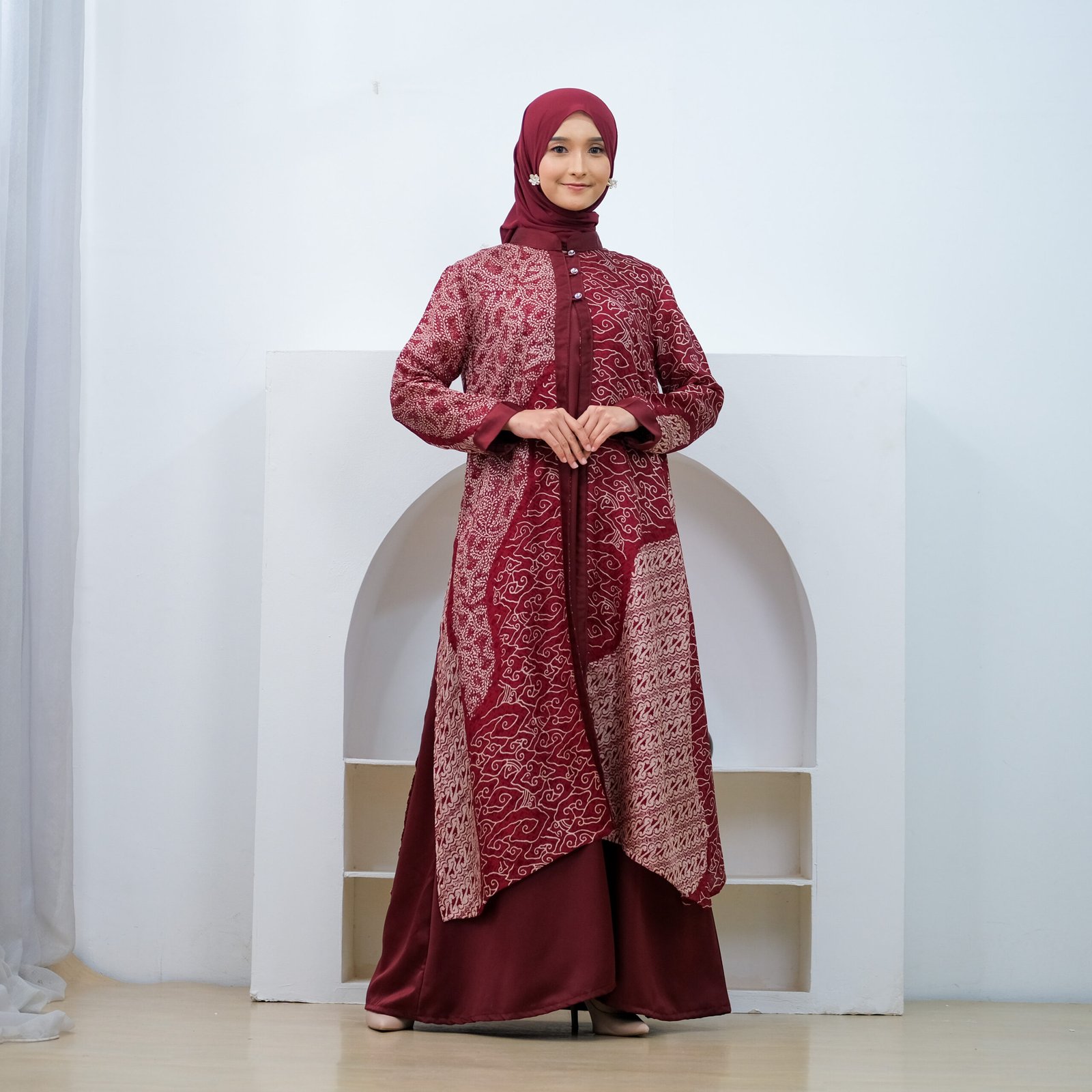 Diana Batik - SET OUTER GAMIS BATIK VISCOSE | Set Gamis Batik Viscose | Gamis Lebaran - Gambar 5