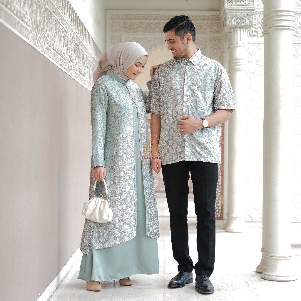 Diana Batik - COUPLE OUTER GAMIS BATIK VISCOSE | Couple Set Gamis Batik Viscose | Gamis Lebaran