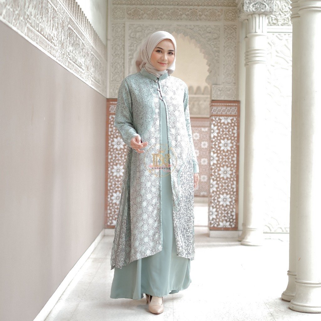 Diana Batik - SET OUTER GAMIS BATIK VISCOSE | Set Gamis Batik Viscose | Gamis Lebaran
