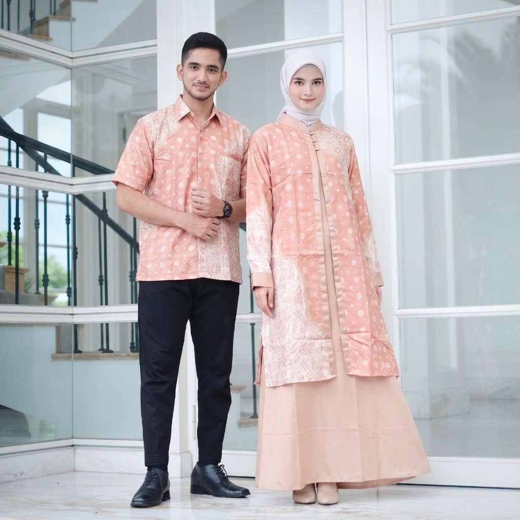Diana Batik - COUPLE OUTER GAMIS BATIK VISCOSE | Couple Set Gamis Batik Viscose | Gamis Lebaran - Gambar 4