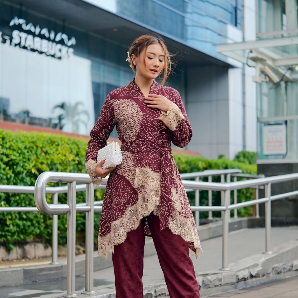 Diana Batik - ONE SET KIMONO LACE BATIK VISCOSE | Set Batik Viscose - Gambar 5