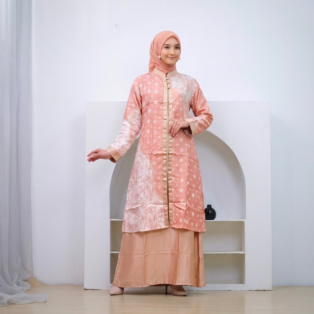 Diana Batik - SET OUTER GAMIS BATIK VISCOSE | Set Gamis Batik Viscose | Gamis Lebaran - Gambar 2